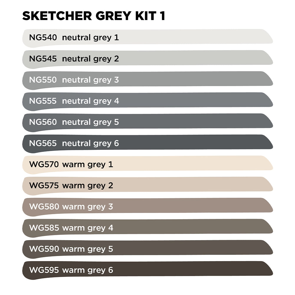 Sketcher Set 12 pcs Grey Kit 1
